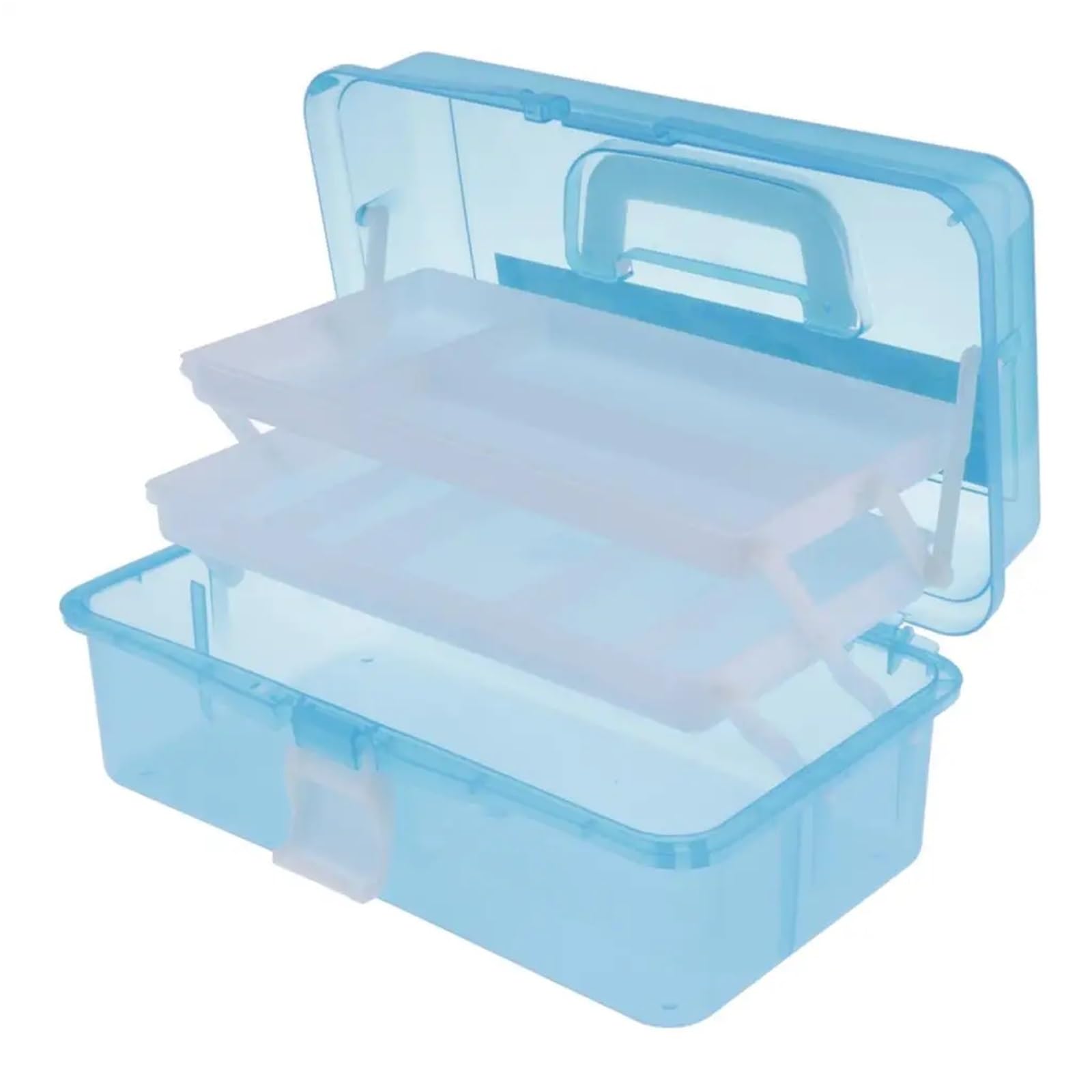 Sewing Box Plastic Arts and Crafts Storage, Folding Toolbox, Miscellaneous Art for Home(Blue)