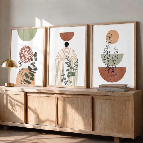 Image of kotart Elegant Boho Art Home Decoration Paintings With Frame For Living Room Bed Room Hotel Wall Decor Digital Reprint Set of 3