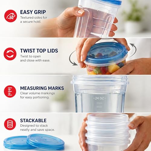 Tafura 32 Oz Leakproof Freezer Containers
