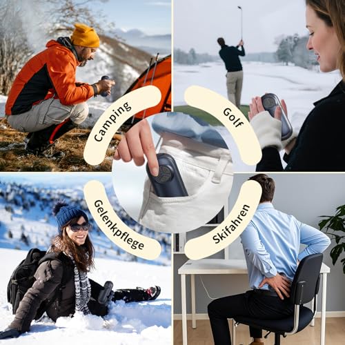 Miaton Elektrischer Handwärmer mit Taschenlampe, Taschenwärmer Wiederverwendbar 6000 Mah, Aufladbar Taschenofen Hand Warmers Outdoor Camping Heizung Geschenke für Männer Frauen Kinder