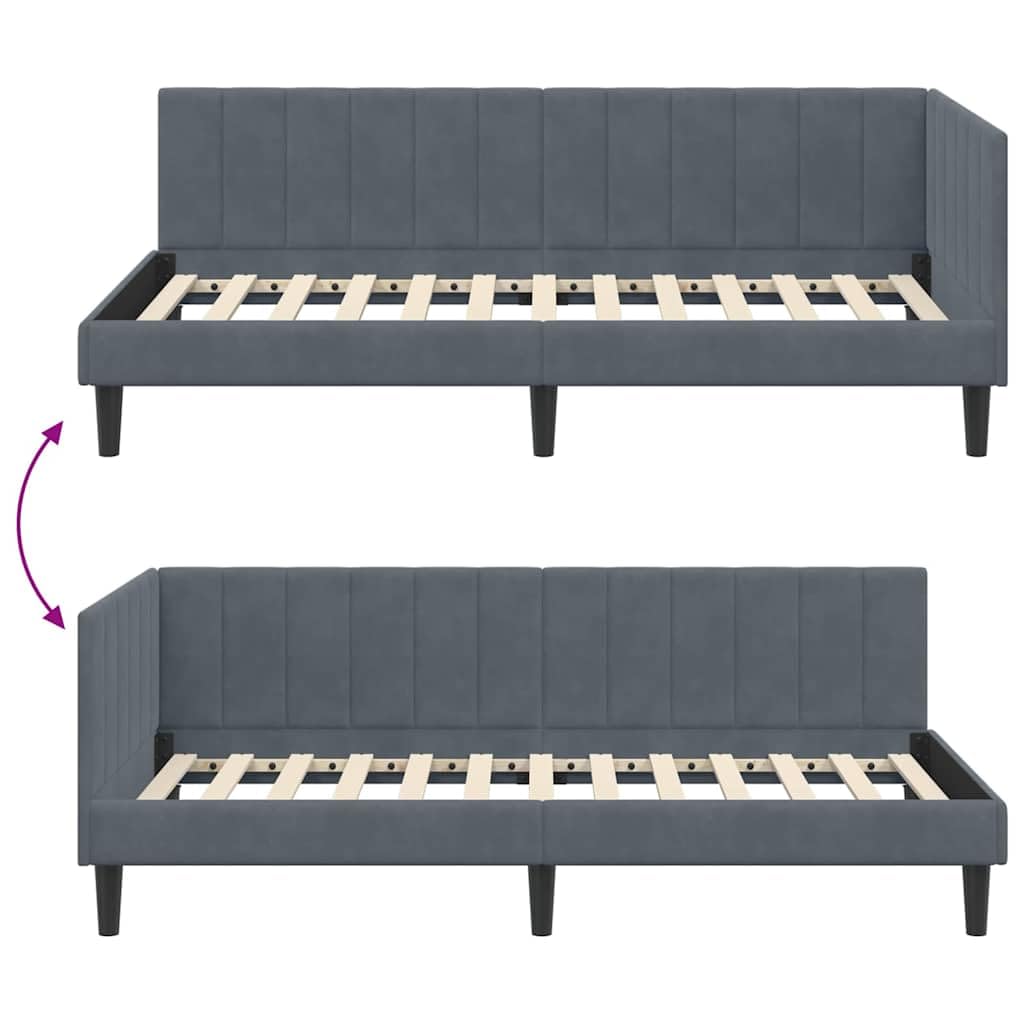 lite drewno sosnowe leżanka z materacem wielofunkcyjna 90x200 cm szary | Łóżko dzienne z materacem 90x200 cm szare lite drewno sosnowe dla gości