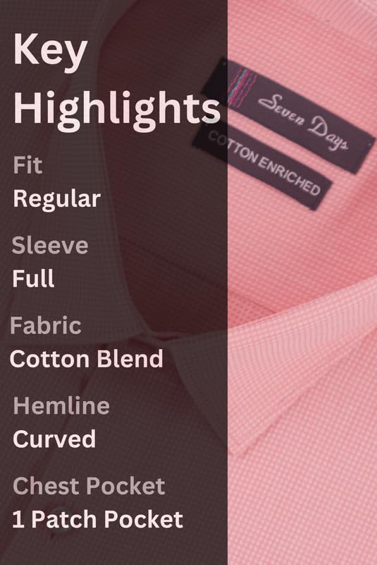 Image of 7-DAYS Premium Men's Formal Shirts - Cotton Rich, Textured Self-Design, Full Sleeve, Regular Fit, Wrinkle Resistant, with Pocket - Perfect for Office