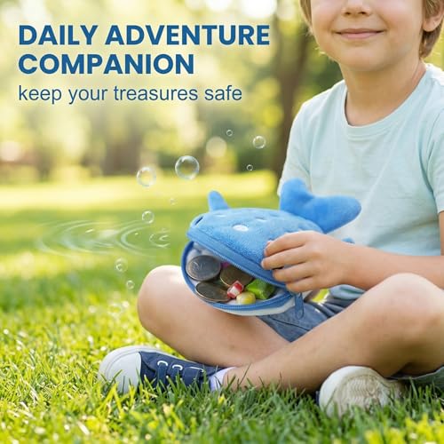 COYUN 3 Stück Hai Münzbeutel für Kinder, Mini Plüsch Geldbörse mit Reißverschluss, Münztasche, Mini Tasche, Süße Kawaii Münzbörse Set für Jungen & Mädchen, Kleines Portemonnaie Meerestier