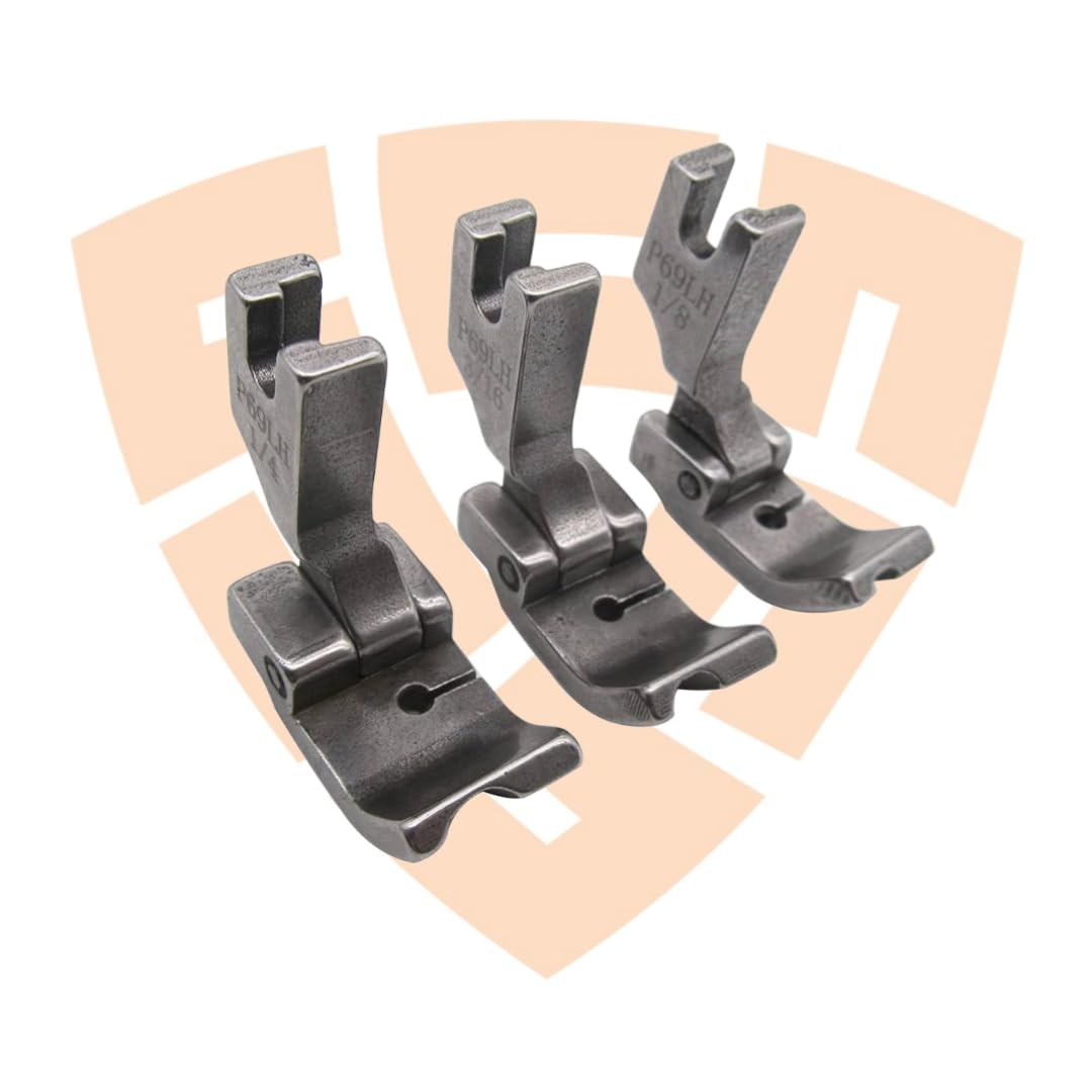 #P69LH Set of High Shank Hinged Piping Feet Compatible with/Replacement for JUKI Brand Brother Brand Singer Brand CONSEW Brand Industrial Single Needle Sewing Machine(P69LH 1/8+3/16+1/4) (P69LH)