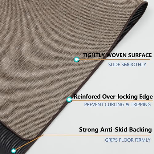 Image of Chair Mat for Hardwood & Tile Floor, 36 inch x 48 inch Heavy Duty Office Chair Mat for Rolling Chairs, Anti Slip, Non-Curve, Floor Protector for Home Office, Brown Square