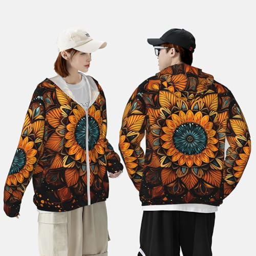 Men's UPF 50+ Sun Protection Hoodie Long Sleeve Fishing Shirts Quick Dry Abstract mandala Sun Shirt Jacket4