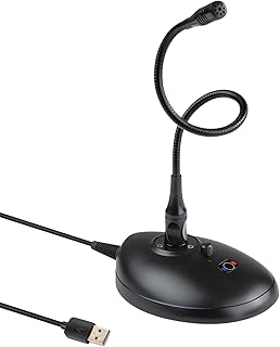 USB Gooseneck Microphone with 360° Pickup and One-Touch Mute for Conferences and Desktop Use