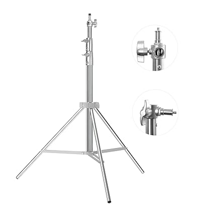 Heavy Duty Light Stand Photography: Stainless Steel - Takerers 9.2ft/110inch Adjustable Tripod stands with Spring Cushioned, 1/4