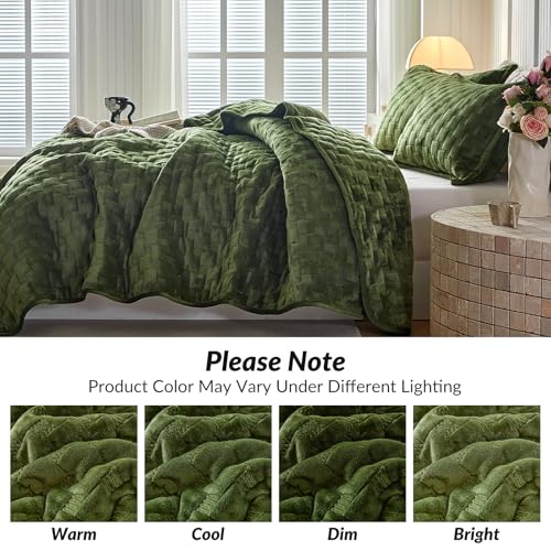 Olive Green Velvet Quilt  - image 8
