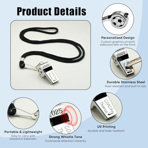 Silbato deportivo personalizado para entrenador con cordón miniatura 2