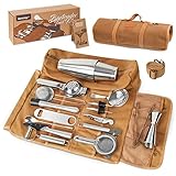 Verkinly 21-Piece Travel Bartender Kit Bag, Professional Bar Tool Set with Shoulder Strap for Easy C