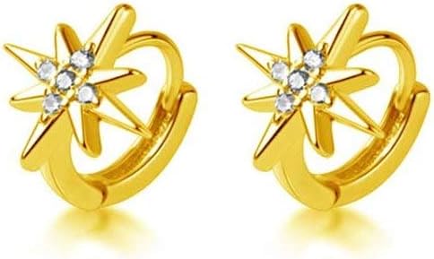 CZ Star Tiny Small Hoop Earrings S925 Sterling Silver for Women Girls Delicate Crystal Diamond Small Huggie Hoops Cartilage Earring Cuffs Wrap Studs Fashion Jewelry Gifts Sensitive Ears