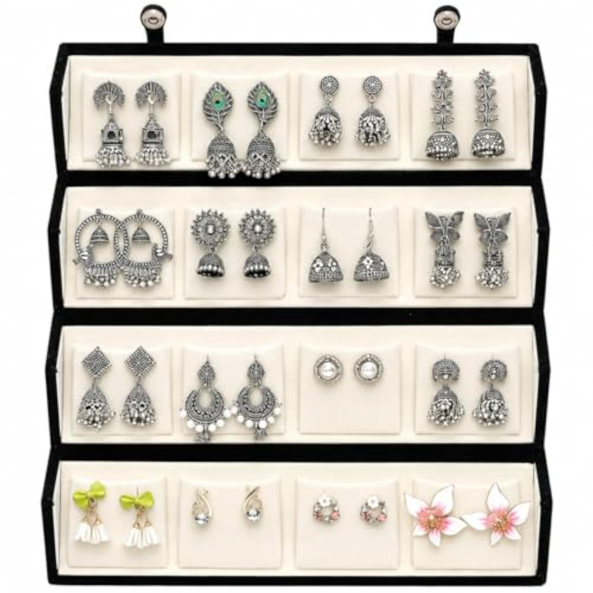 16 Pairs Designer Black Plated Earring Box