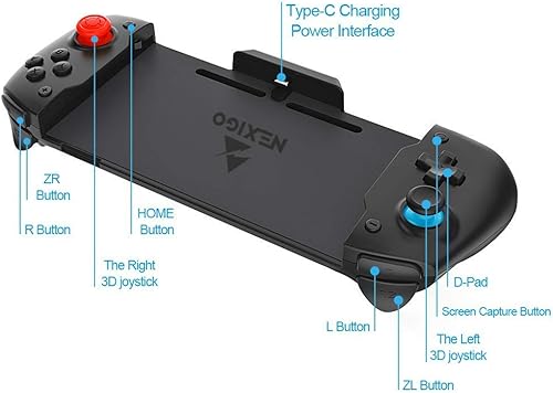 Miniatura 8 de NexiGo Controlador de interruptor para modo de mano controlador ergonómico para Nintendo Switch con giroscopio de 6 ejes vibración de motor dual
