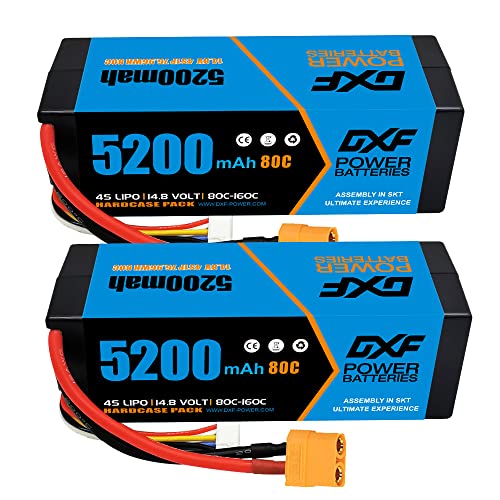 【Hohe Leistung】- Der 4s lipo akku von DXF 14,8v 5200mAh mit einer Entladerate von 80C bietet Ihnen eine sehr hohe Leistung und eine sehr lange Laufzeit für Ihre RC-Autos. Sie sind weit verbreitet für die 1/8 und 1/10 RC-Automodelle.