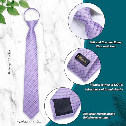 Image of DiBanGu Silk Zipper Ties for Men, Formal Pre-tied Necktie | Adjustable Tie,6PCS,Various Design Styles,Jacquard Woven,Skin-friendly,Practical Gift,Great for Wedding Party,Business Formal
