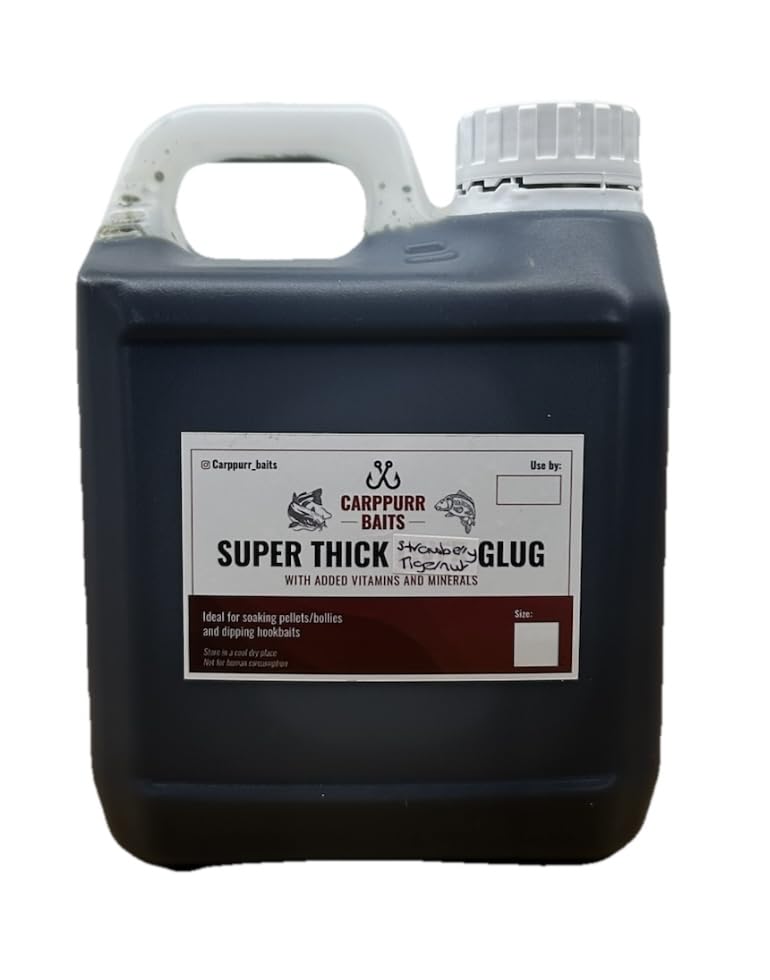 Carppurr baits Super Thick strawberry tigernut Glug โ 500ml-1L-2L-3L-5L Liquid Carp & course Fishing Attractant โ Sticky Glug for Boilies, Pellets, Groundbait & Hookbaits โ PVA Friendly, (1 litre)