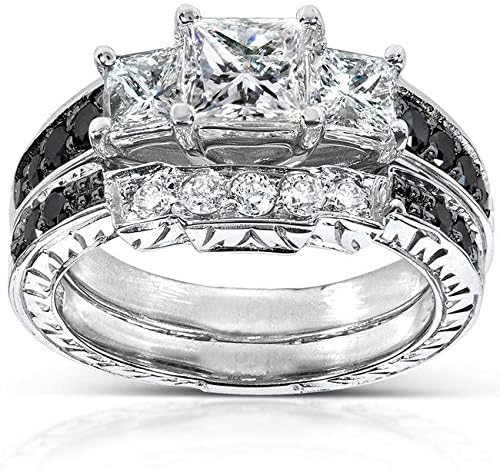Kobelli Black and White Diamond Wedding Set 1 3/5 carats (ctw) in 14K White Gold