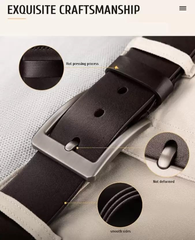 Image of Men's Formal Genuine Leather Adjustable Pin Buckle Belt (Leath-5)