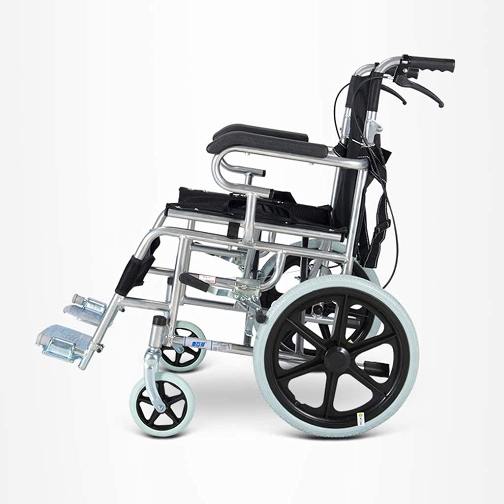 Sillas de Ruedas Plegables Ligeras Plegables con 4 Frenos reposabrazos abatibles a Prueba de pinchazos Silla de Viaje de tránsito portátil propulsada