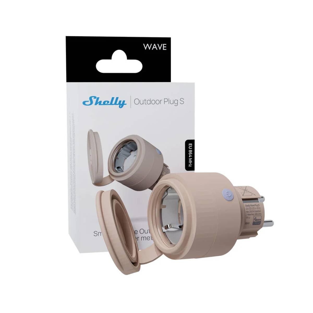 Prise Intelligente Shelly Z-Wave LR Extérieure Beige