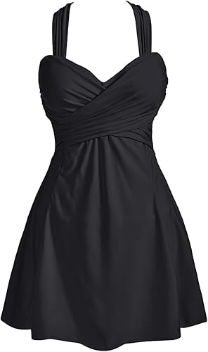 Cocopear - Traje de baño elegante de una pieza para mujer, diseño de espalda cruzada, con falda y diseño floral