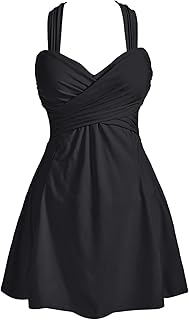 Women's Elegant Crossover One Piece Swimdress Floral Skirted Swimsuit - Buy now