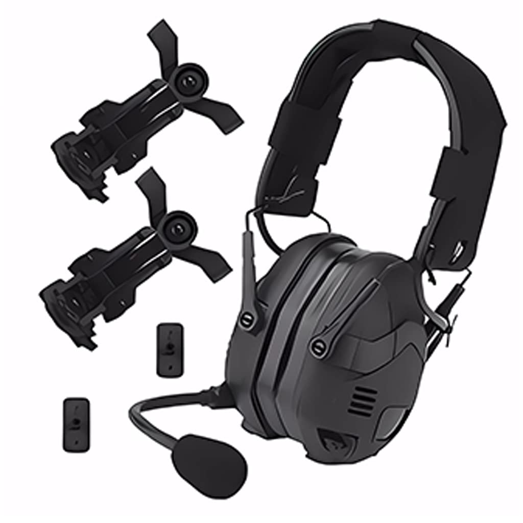 TS TAC-SKY Communicable tactical pickup noise canceling headset with bracket for CS outdoor sports, tactical helmet accessories (Color : BK)
