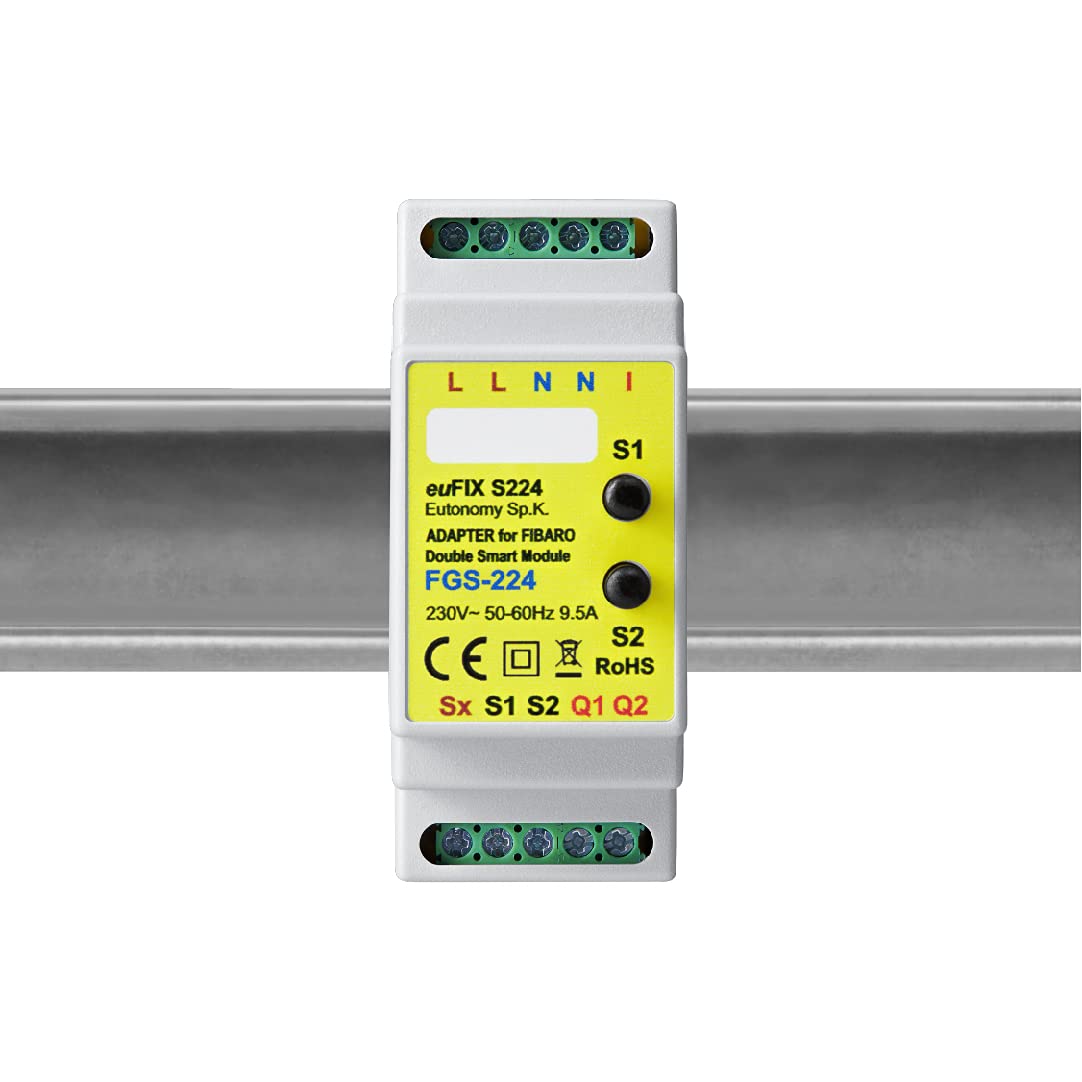 Adapter euFIX do szyny DIN do FIBARO Double Smart Module z przyciskami, euFIX S224