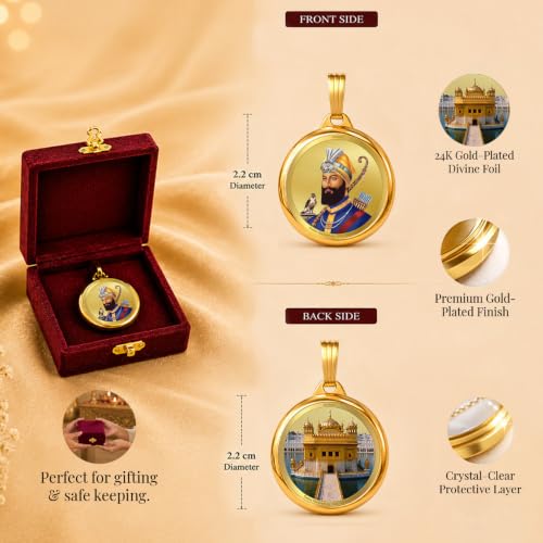 Image of DIVINITI 24K Gold Plated Double-Sided Religious Pendant with Premium Gift Box, Spiritual Locket for Men & Women, Devotional Jewellery for Gifting & Everyday Wear