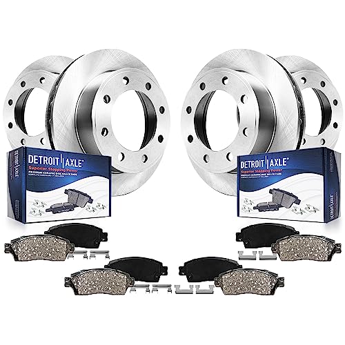 Image of Detroit Axle - Brake Kit for Chevy GMC Suburban Yukon XL Silverado Sierra 2500 1500HD, Hummer H2, Front Rear Disc Brake Rotors Ceramic Brake Pads: 12.79 inch inch Front 12.99 inch Rear
