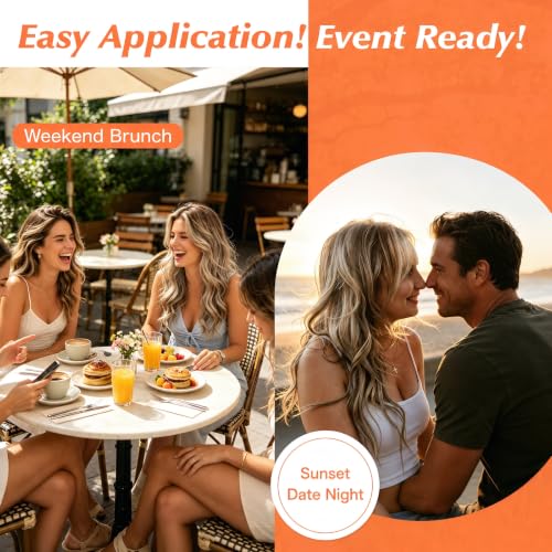 Image of Sunny Hair Clip in Hair Extensions Real Human Hair Brown Blonde Balayage | 18 Inch Real Hair Clip in Extensions, Natural Volume and Balanced Length with Soft Hair for Work & Date Night 120g