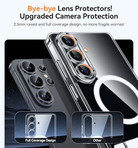 Image of CANSHN Designed for Samsung Galaxy S26 Plus Case (6.7 inch) with Durable Metal Stand, Upgraded [Full Camera Protection] Transparent Back, Hard Case Cover, Clear