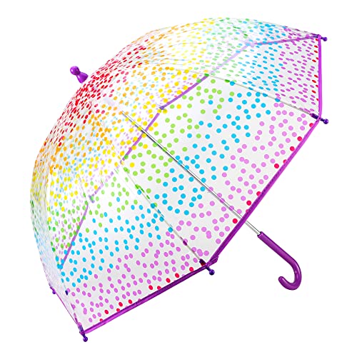 Hartom Children's Kids Rainbow Dots Dome POE Umbrella Travel School Gift (Rainbow Dots)