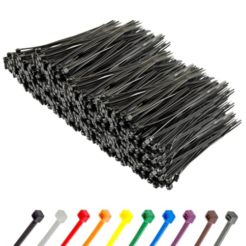 Image of GTSE 4 Inch Black Zip Ties, 1,000 Bulk Pack, 18lb Strength, UV Resistant Small Nylon Cable Ties, Self-Locking 4 inch Tie Wraps