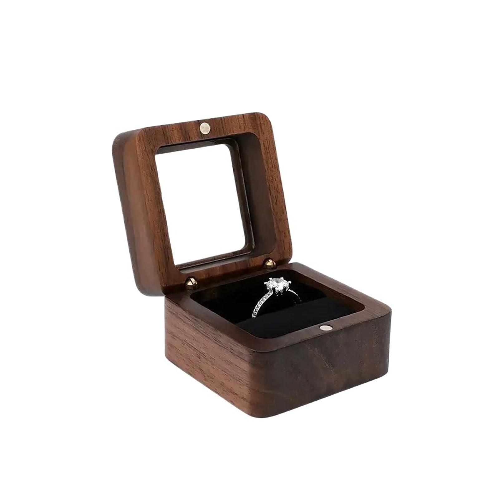 MKYYIOED Wooden Ring Box Wooden Jewelry Box Lover Ring Display Engagement Wedding Couples Storage Holder Marriage Anniversary