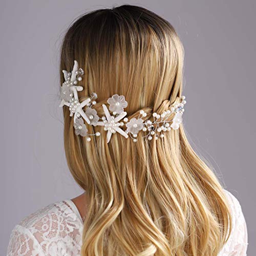 Yean Wedding Headband Starfish Silver Flower Bridal Headpieces for Bride and Bridesmaid