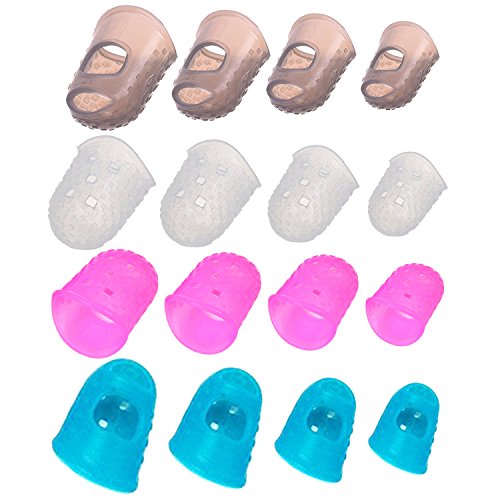 16 Pcs Large Medium Small Extra small 4 Size Guitar Fingertip Protectors Silicone