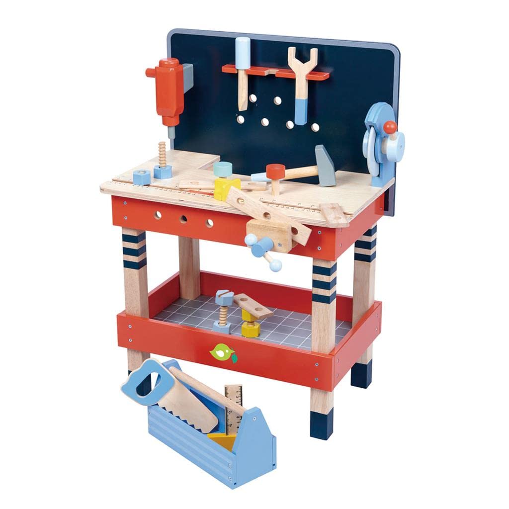 Banco de herramientas de hojas tiernas - Juego de herramientas de construcción de 18 piezas fabricado con materiales de primera calidad y artesanía - Crea interés en bricolaje y 5