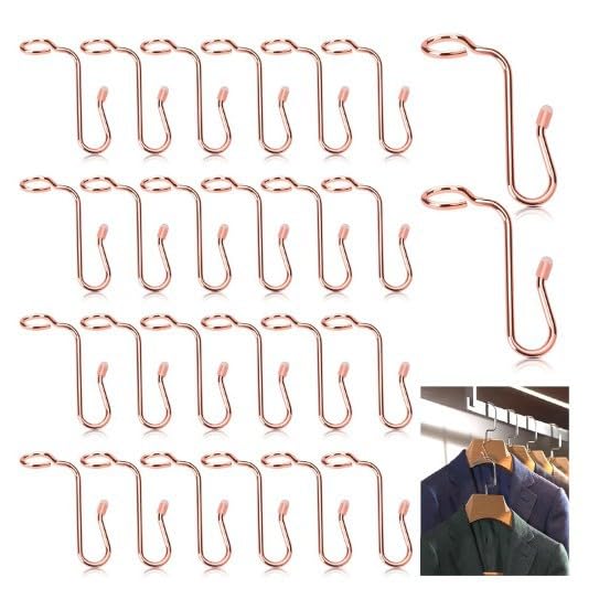 FAMSTURLON Metal Clothes Hanger, 50 Pack Connector Hooks Stable Metal Outfit Hangers Extender Clips Organizer Strong Hanger Hooks,Hanger Connector Hooks,Rose Gold