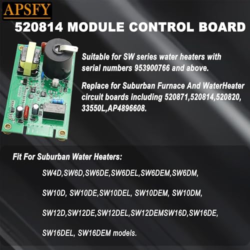Image of 520814 RV Water Heater Ignition Control Circuit Board Kit Fit For Suburban | For RV Water Heater&Furnace SW Series Module SW4D, SW6D, SW10D, SW12D, SW16D #520871 33550L 520820 AP4896608,With lid 12 VDC