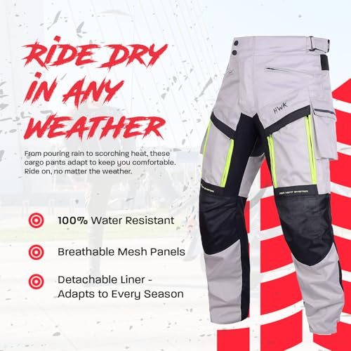 image for HWK Waterproof Motorcycle Cargo Pants, Versatile Motorcycle Riding Pan