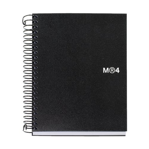 Miquelrius Small 4 Subject Spiral Notebook, Black, College Ruled (4.5