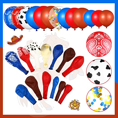 130 Pieces Western Cow Boy Balloon Arch Garland Blue Red Cowboy Bandana Latex Balloons Western Theme Supplies For Party Boys And Girls Baby Shower Cowboy Birthday Party Decorations #TOP16