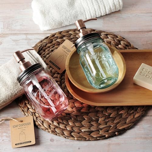 Image of Amolliar Mason Jar Liquid Soap Dispenser Lid, Copper 1 Pack, 16oz Soap Pump