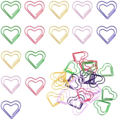 CCOCC 200Pcs Small Paper Clips Heart Shaped Paperclips Metal Paper Clips Bookmark Clips - View #10