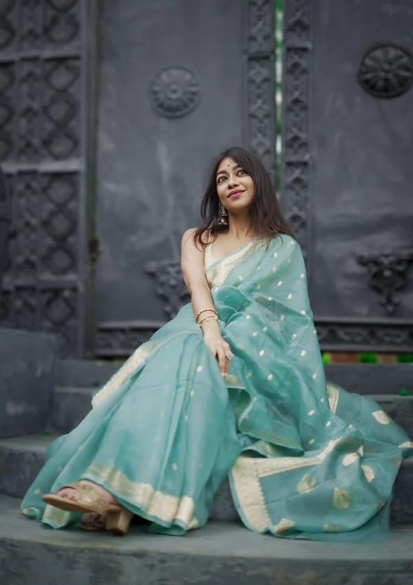Image of Flosive Women's Cotton Saree With Blouse Piece