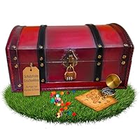 infinimo Treasure Chest - Children's Birthday Treasure Chest - Pirate chest - Gift Box Lockable with Lid and Combination Lock - 30x20x15cm large