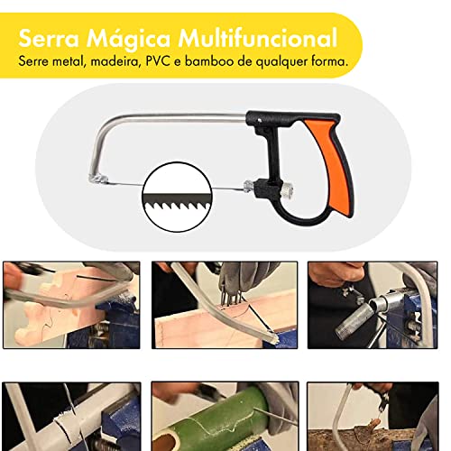 Serra Mágica Kit de Arco e Lâminas Tico Tico, Diamantada e Serrote - Profissional Multifuncional Cor