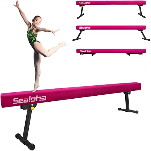 Viga de equilibrio ultra ajustable y plegable de 6 pies, equipo de gimnasia de gamuza alto y bajo, no requiere herramientas, viga de gimnasia para